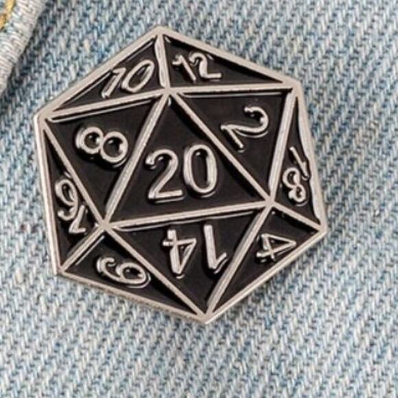 Dungeons & Dragons 20 Sided Die Dice Brooch - Picture 1 of 1